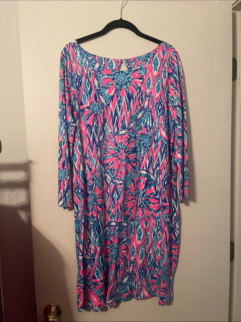 Lilly Pulitzer Pink & Blue Long Sleeve Printed Dress